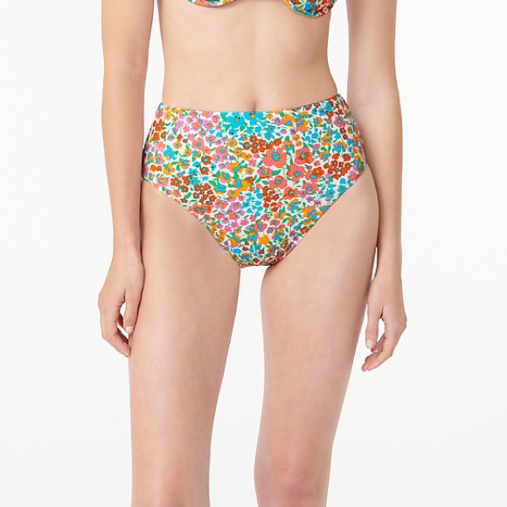 J. Crew High-cut Waist Bikini Bottom in Rainbow Blooms. Sz. XS
